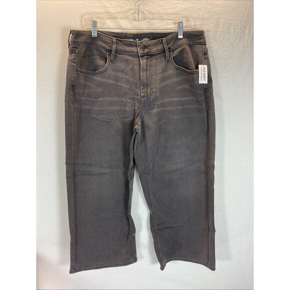 Old Navy Women Petite Size 16 Wow Wide Leg Jeans High Rise Dark Gray NEW - Picture 1 of 9